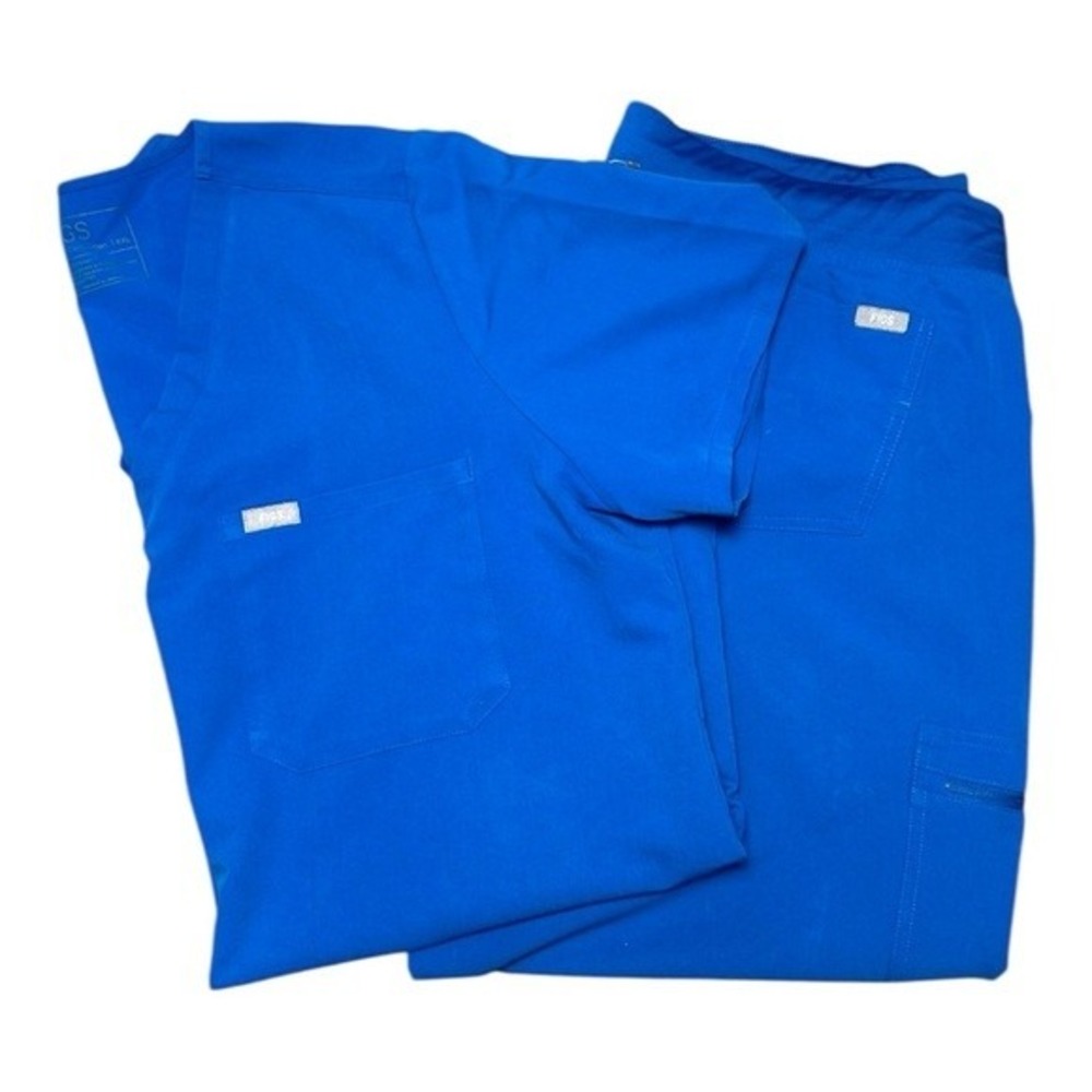 Figs Royal Blue Scrub Top and Pants Set